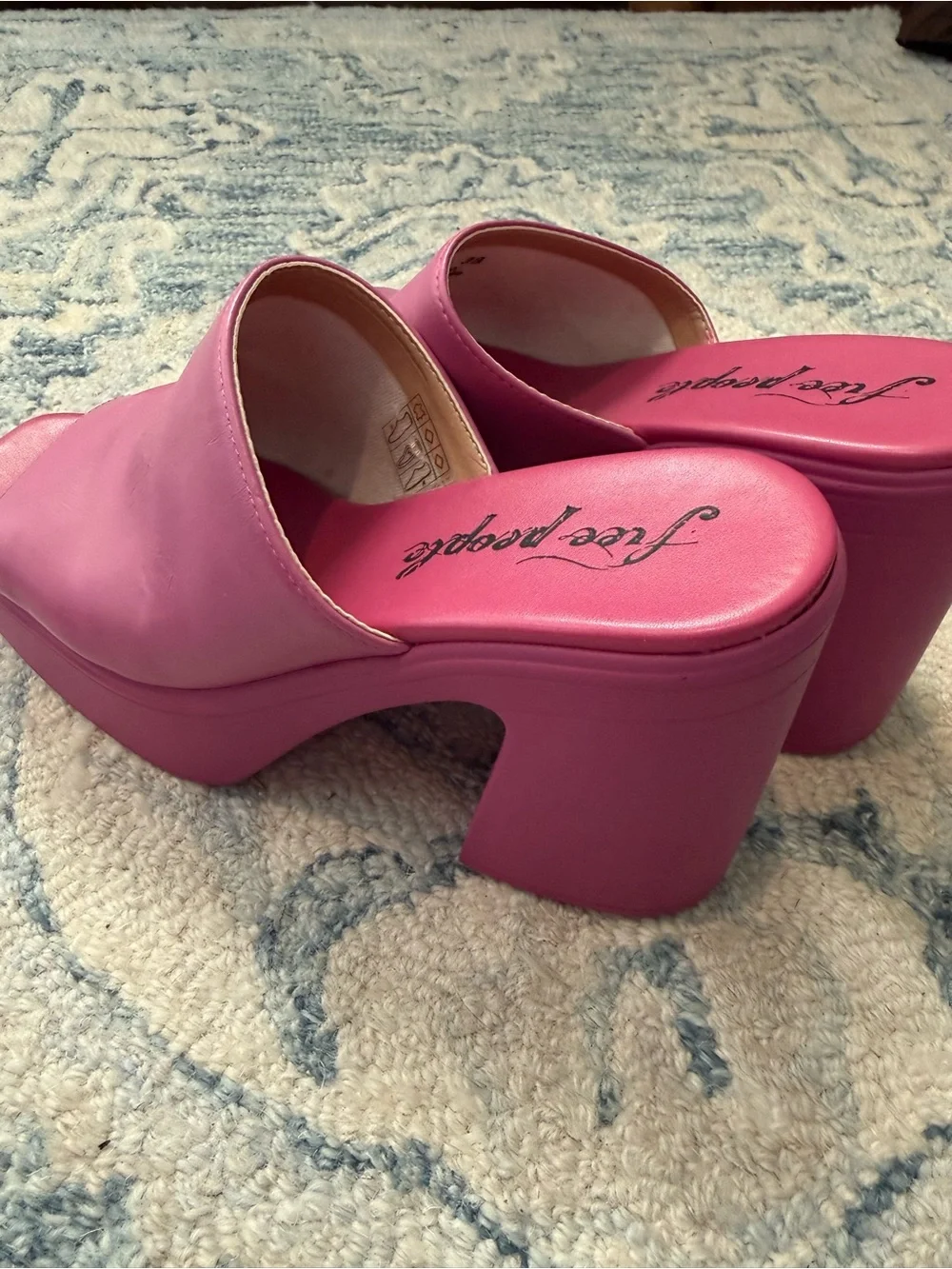 Free People Bubblegum Pink Platform Mule Heels
